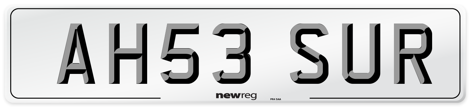 AH53 SUR Number Plate from New Reg